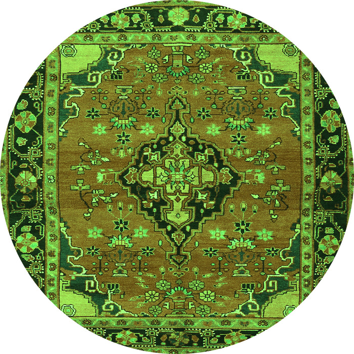 Square Persian Green Traditional Rug, tr2615grn