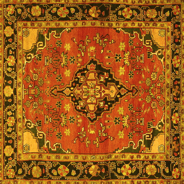 Square Machine Washable Persian Yellow Traditional Rug, wshtr2615yw