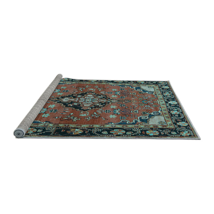 Sideview of Machine Washable Persian Light Blue Traditional Rug, wshtr2615lblu