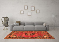 Machine Washable Persian Orange Traditional Rug, wshtr2615org