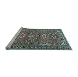 Sideview of Machine Washable Persian Light Blue Traditional Rug, wshtr2616lblu
