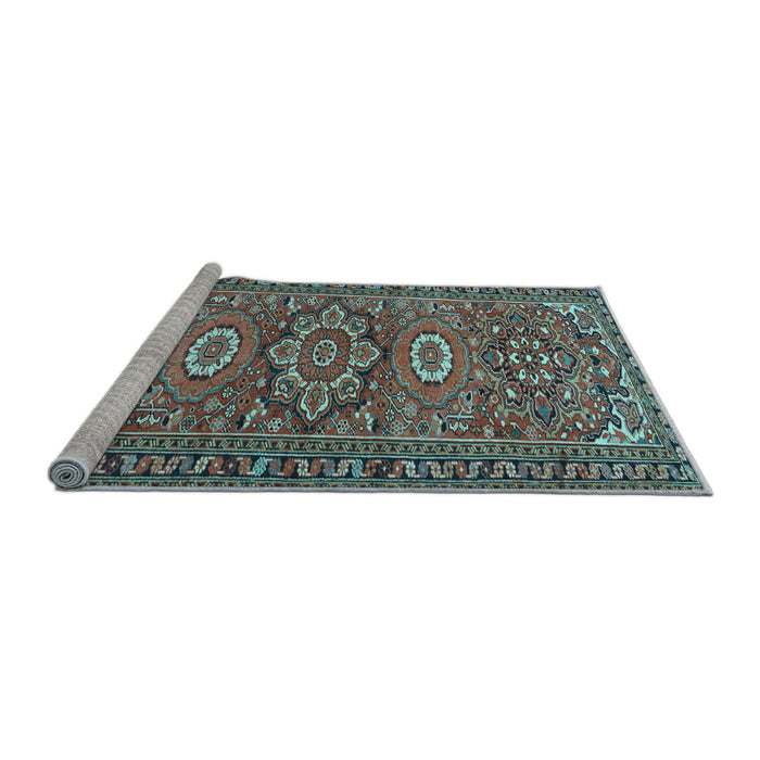 Sideview of Machine Washable Persian Light Blue Traditional Rug, wshtr2616lblu