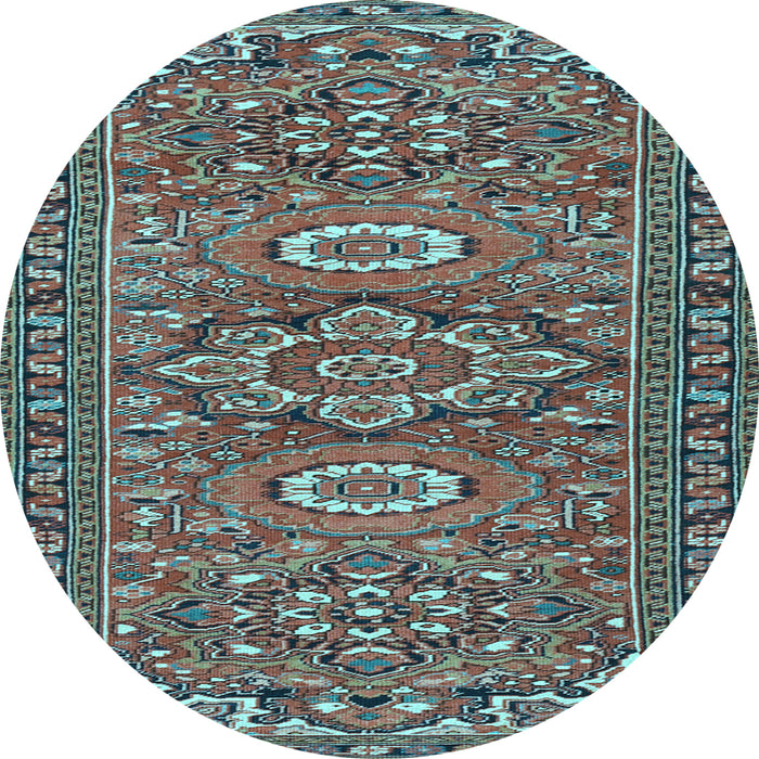 Round Machine Washable Persian Light Blue Traditional Rug, wshtr2616lblu