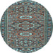 Round Machine Washable Persian Light Blue Traditional Rug, wshtr2616lblu