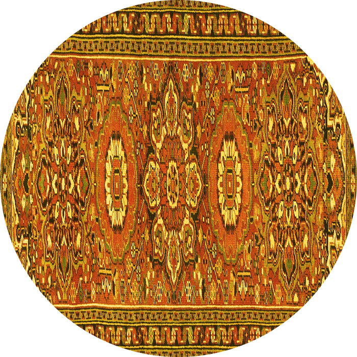 Round Machine Washable Persian Yellow Traditional Rug, wshtr2616yw