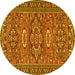 Round Machine Washable Persian Yellow Traditional Rug, wshtr2616yw