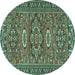 Round Persian Turquoise Traditional Rug, tr2616turq