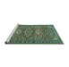 Sideview of Machine Washable Persian Turquoise Traditional Area Rugs, wshtr2616turq