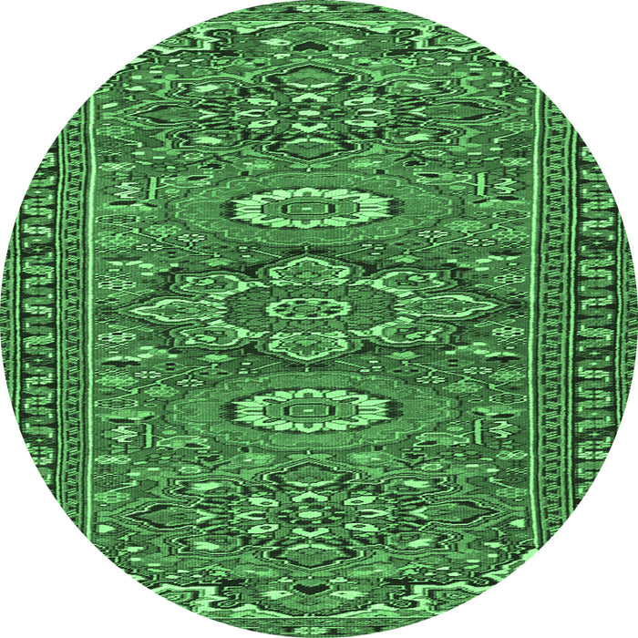 Round Machine Washable Persian Emerald Green Traditional Area Rugs, wshtr2616emgrn