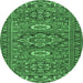 Round Machine Washable Persian Emerald Green Traditional Area Rugs, wshtr2616emgrn