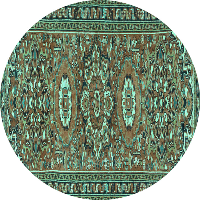 Round Machine Washable Persian Turquoise Traditional Area Rugs, wshtr2616turq