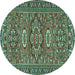 Round Machine Washable Persian Turquoise Traditional Area Rugs, wshtr2616turq