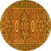 Round Persian Yellow Traditional Rug, tr2616yw
