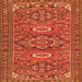 Round Machine Washable Persian Orange Traditional Area Rugs, wshtr2616org