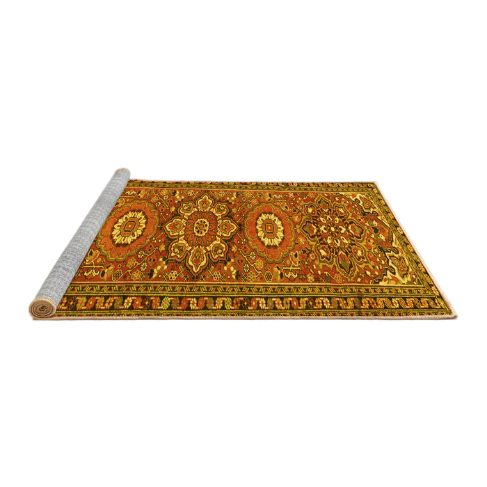Sideview of Machine Washable Persian Yellow Traditional Rug, wshtr2616yw