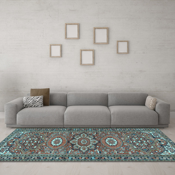 Machine Washable Persian Light Blue Traditional Rug in a Living Room, wshtr2616lblu