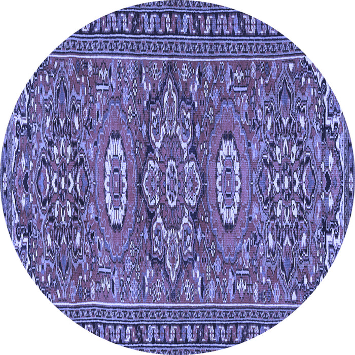 Round Machine Washable Persian Blue Traditional Rug, wshtr2616blu