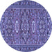 Round Machine Washable Persian Blue Traditional Rug, wshtr2616blu