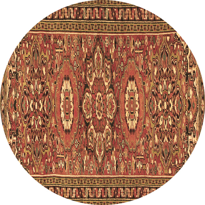 Round Persian Brown Traditional Rug, tr2616brn