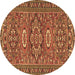 Round Persian Brown Traditional Rug, tr2616brn