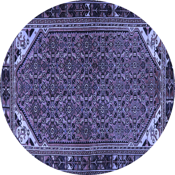 Round Machine Washable Persian Blue Traditional Rug, wshtr2617blu