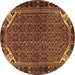 Round Machine Washable Persian Brown Traditional Rug, wshtr2617brn