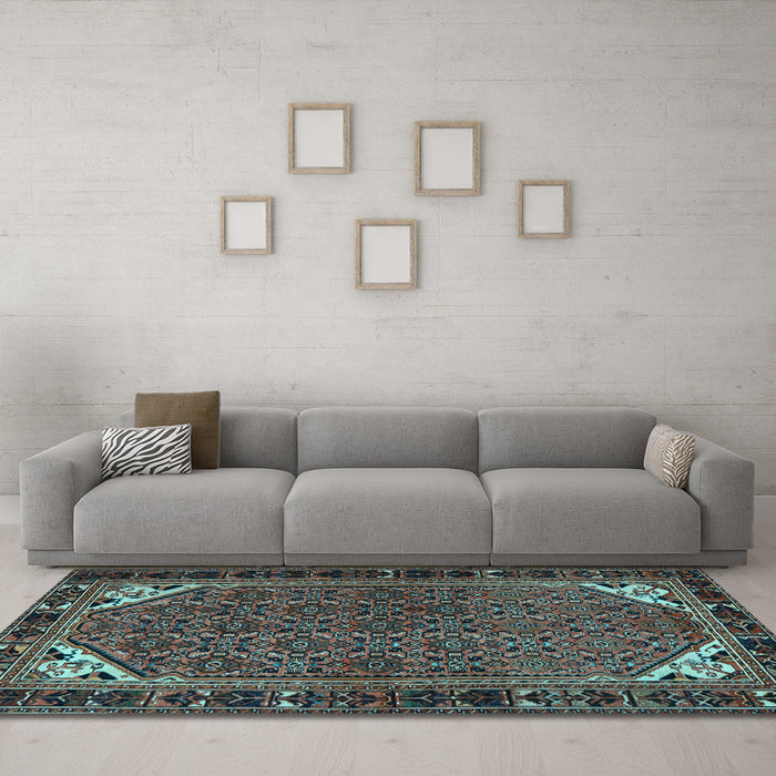 Machine Washable Persian Light Blue Traditional Rug in a Living Room, wshtr2617lblu