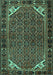 Machine Washable Persian Turquoise Traditional Area Rugs, wshtr2617turq