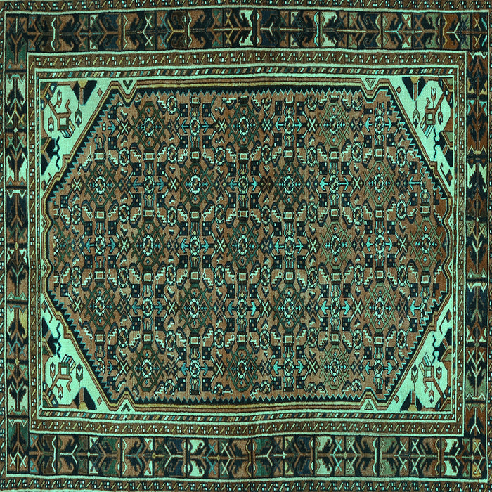 Square Machine Washable Persian Turquoise Traditional Area Rugs, wshtr2617turq