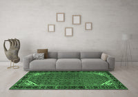 Machine Washable Persian Emerald Green Traditional Rug, wshtr2617emgrn