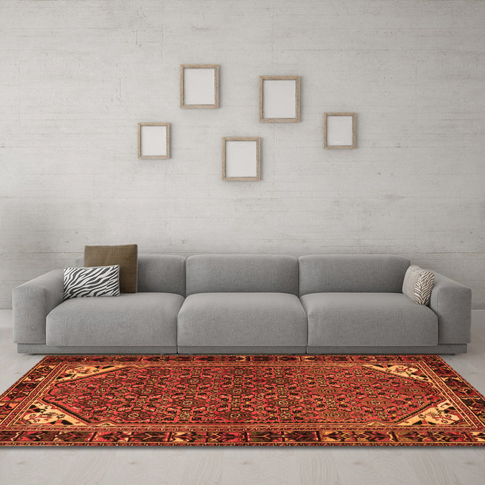 Machine Washable Persian Orange Traditional Area Rugs in a Living Room, wshtr2617org