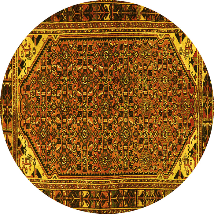 Round Persian Yellow Traditional Rug, tr2617yw