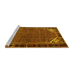 Sideview of Machine Washable Persian Yellow Traditional Rug, wshtr2617yw