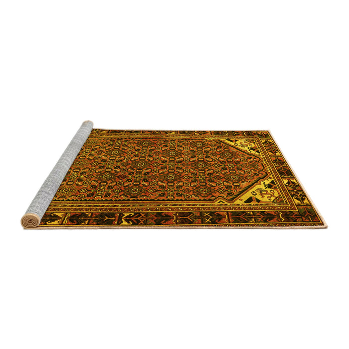 Sideview of Machine Washable Persian Yellow Traditional Rug, wshtr2617yw