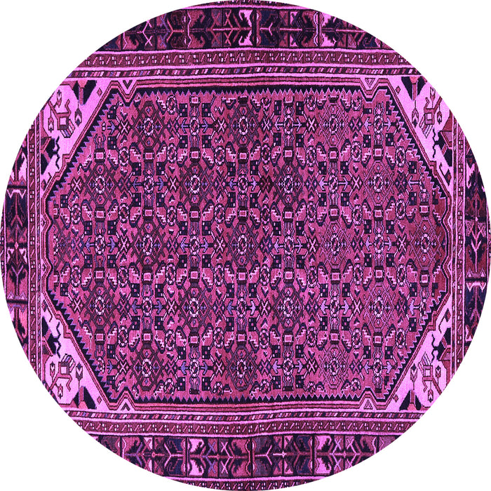 Round Machine Washable Persian Purple Traditional Area Rugs, wshtr2617pur