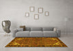 Machine Washable Persian Yellow Traditional Rug in a Living Room, wshtr2617yw