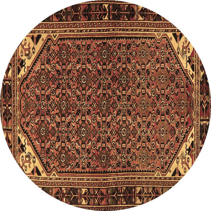Round Persian Brown Traditional Rug, tr2617brn