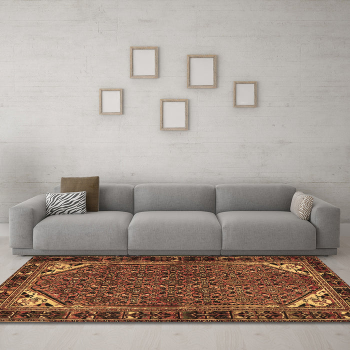 Machine Washable Persian Brown Traditional Rug in a Living Room,, wshtr2617brn