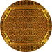 Round Machine Washable Persian Yellow Traditional Rug, wshtr2617yw