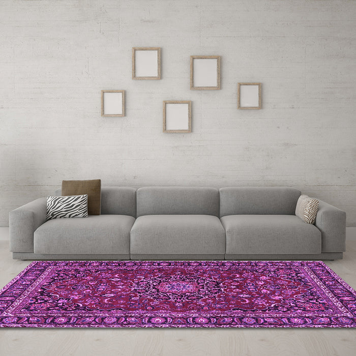 Machine Washable Persian Purple Traditional Area Rugs in a Living Room, wshtr2618pur
