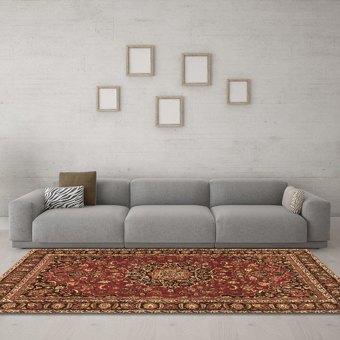 Machine Washable Persian Brown Traditional Rug in a Living Room,, wshtr2618brn