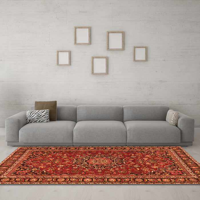 Machine Washable Persian Orange Traditional Area Rugs in a Living Room, wshtr2618org