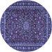 Round Machine Washable Persian Blue Traditional Rug, wshtr2618blu