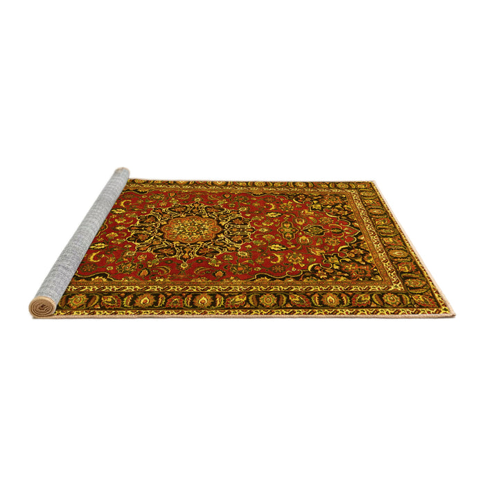 Sideview of Machine Washable Persian Yellow Traditional Rug, wshtr2618yw