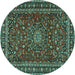 Round Persian Turquoise Traditional Rug, tr2618turq