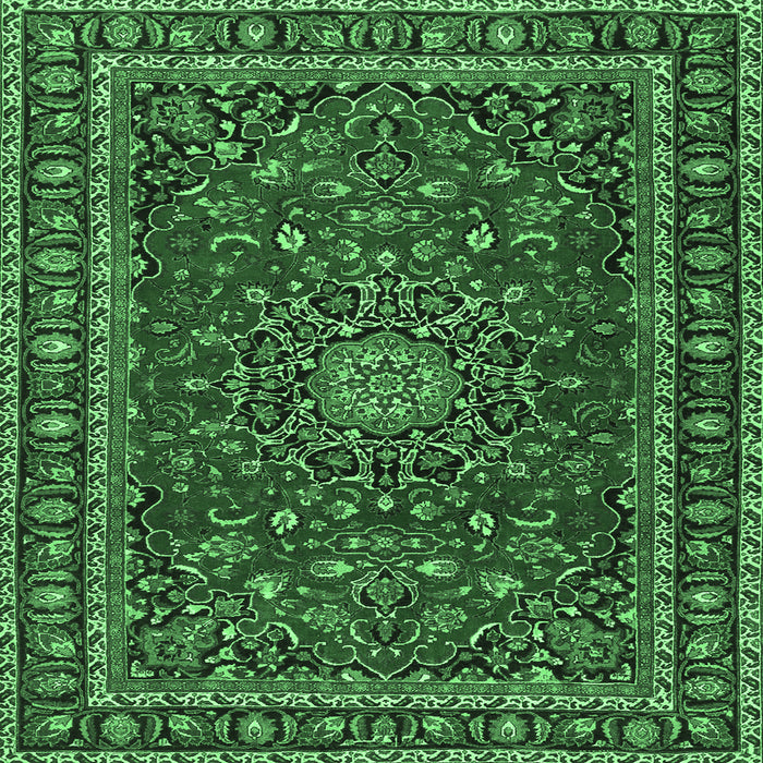 Square Machine Washable Persian Emerald Green Traditional Area Rugs, wshtr2618emgrn