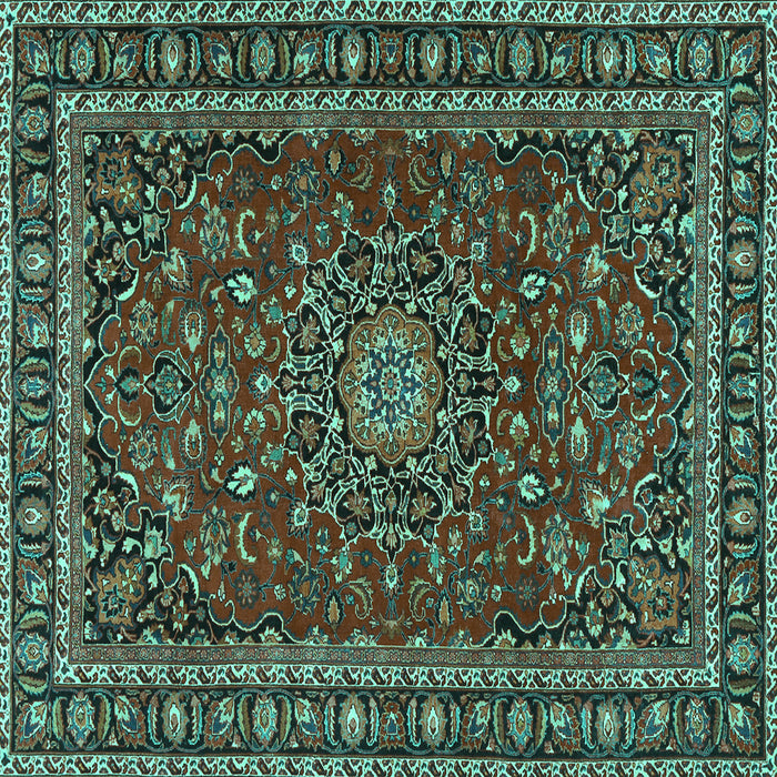 Square Machine Washable Persian Turquoise Traditional Area Rugs, wshtr2618turq