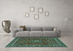 Machine Washable Persian Turquoise Traditional Area Rugs in a Living Room,, wshtr2618turq