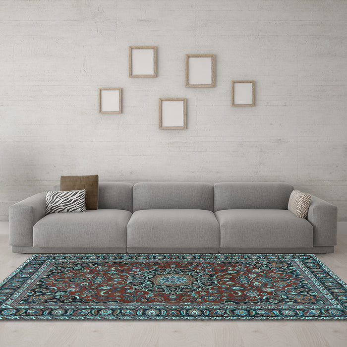 Machine Washable Persian Light Blue Traditional Rug in a Living Room, wshtr2618lblu