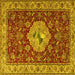 Square Machine Washable Persian Yellow Traditional Rug, wshtr2619yw